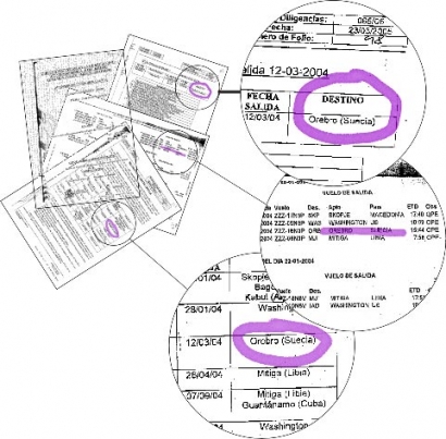 Det är polisen i Palma de Mallorca som sammanställt en rapport över CIAs flygningar till och från ön. Här finns Örebro som en slutdestination. Den aktuella flygningen till Sverige genomfördes 12 mars 2004 med en Boeing 737. www.statewatch.org/cia/documents/spain-G-Civil-palma.pdf